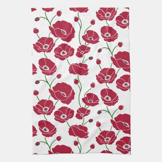 Veld van papavers rood theedoek (Verticaal)