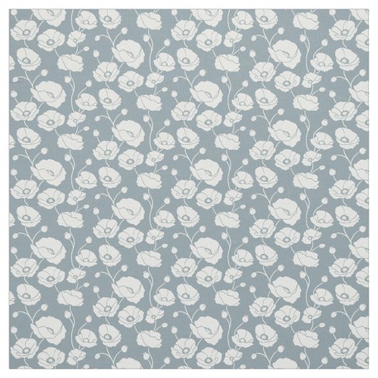 Veld van papavers wit op blauw stof (Swatch)
