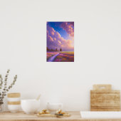 Veld van roze en paarse bloemen poster (Keuken)