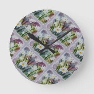 VELD VAN WITTE DAISIES CLOCK RONDE KLOK