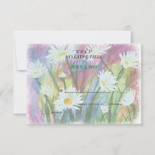 VELD VAN WITTE DAISIES  RSVP-KAARTEN RSVP KAARTJE (Voorkant)