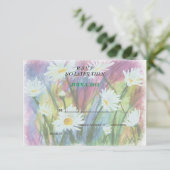 VELD VAN WITTE DAISIES  RSVP-KAARTEN RSVP KAARTJE (Staand voorkant)