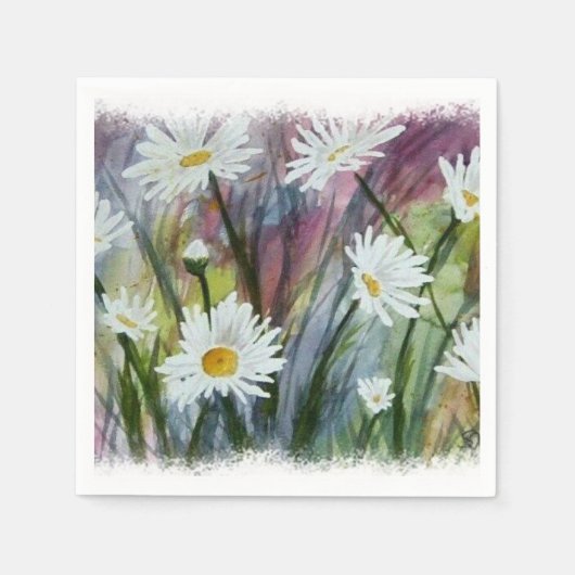 VELD VAN WITTE DAISY-STROMEN PAPIERNAPKINS SERVET (Voorkant)