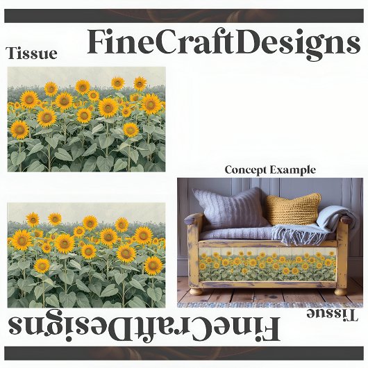 Veld van zonnebloemen Script Decoupage L&R 153 Tissuepapier