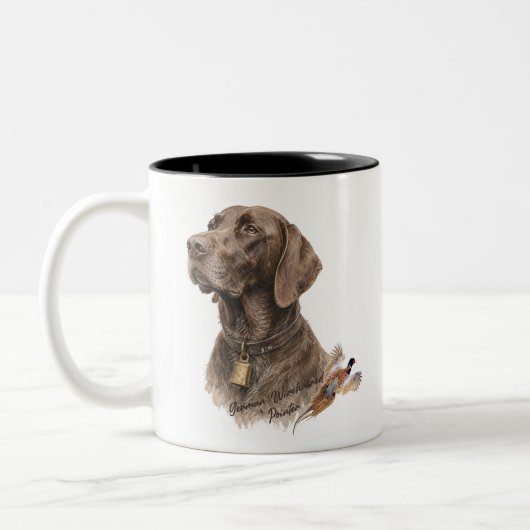 Veld & Veer - Duitse Staande Pointer met  Tweekleurige Koffiemok (Links)