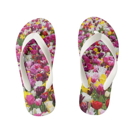 Veld vol tulpen kinder teenslippers (Voetbed)