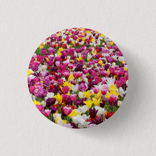 Veld vol tulpen ronde button 3,2 cm (Voorkant)