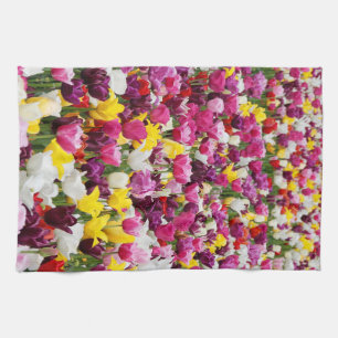 Veld vol tulpen theedoek
