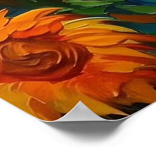 Veld Vol Zonnebloemen Poster ArtPrint Wall Art (Hoek)