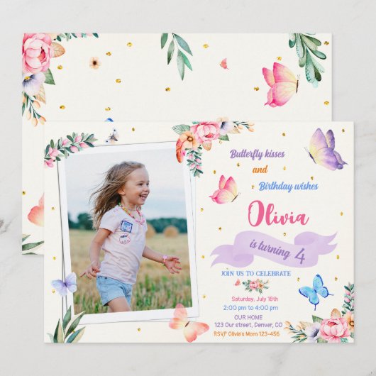 Veldbekendmakingsuitnodiging met foto-afbeelding kaart (Voorkant / Achterkant)