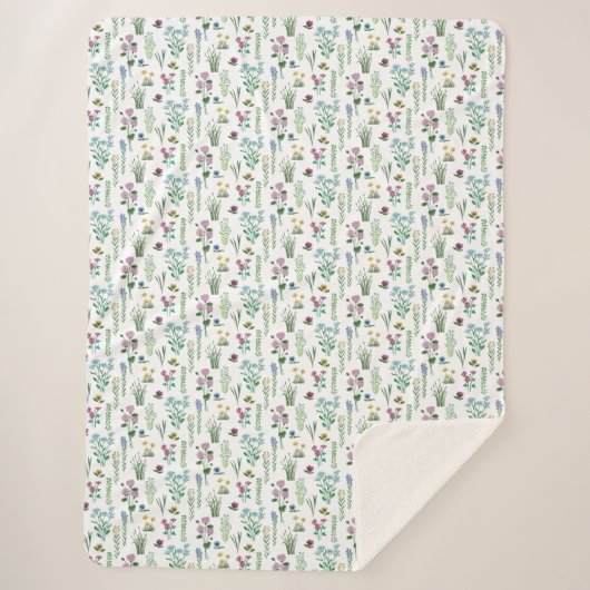 Veldbloemen bloemenpatroon | sherpa deken (Voorkant)