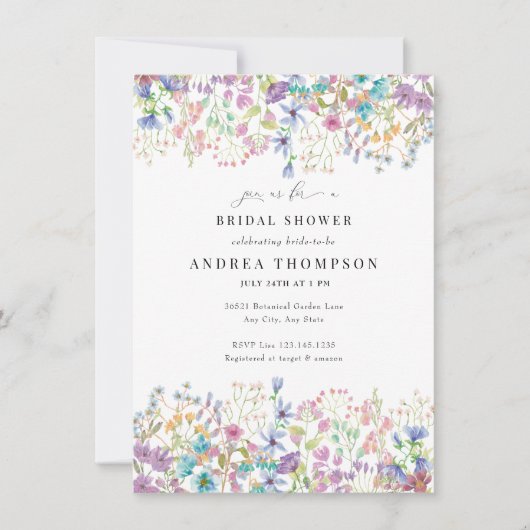 Veldbloemen | Handgeschilderd bloemig Vrijgezellen Kaart (Voorkant)