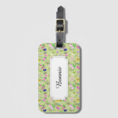 Veldbloemen in aquarel op groen bagagelabel (Voorkant (verticaal))