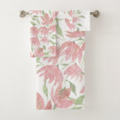 Veldbloemen kant getextureerd roze wit bad handdoek (Insitu)
