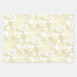 Veldbloemen Lace Textured Golden White Inpakpapier Vel