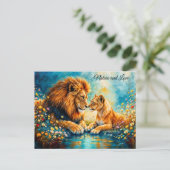 Veldbloemen Leeuw Leeuwin weide decor Briefkaart (Staand voorkant)
