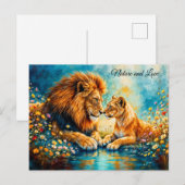 Veldbloemen Leeuw Leeuwin weide decor Briefkaart (Voorkant / Achterkant)
