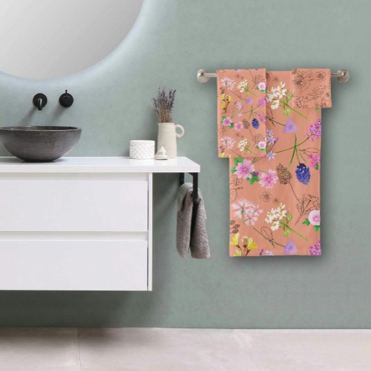 Veldbloemen, met de hand geschilderd in aquarel, s bad handdoek