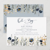 Veldbloemen | Oh jongen | Jongen Baby shower Kaart (Voorkant / Achterkant)