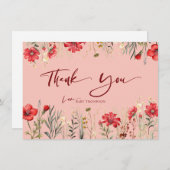 Veldbloemen Rode Wildbloemen Bedankkaart (Voorkant / Achterkant)