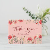 Veldbloemen Rode Wildbloemen Bedankkaart (Staand voorkant)