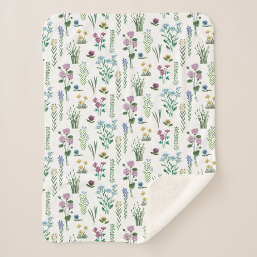 Veldbloemen | Sherpa Blanket Deken (Voorkant)