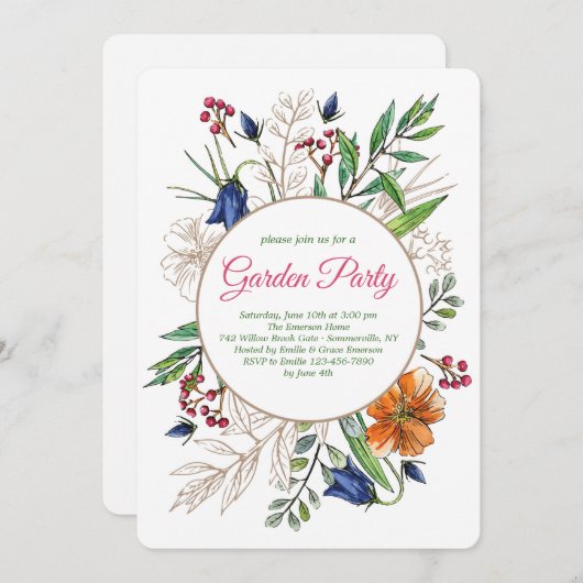 Veldbloemen Uitnodiging (Voorkant / Achterkant)