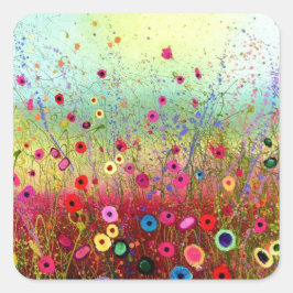 Veldbloemen Vierkante Sticker