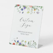 Veldbloemenvelden en bijen aangepast tekstbord reclamebord met voetstuk (Voorkant)