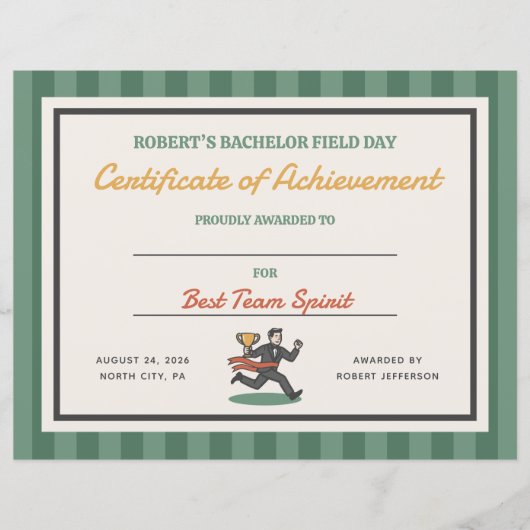 Velddag Bachelor Party Achievement Certificaat (Voorkant)