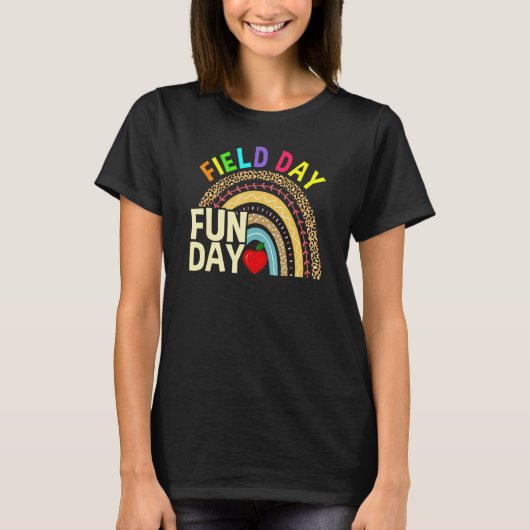 Velddag Fun Dag Laatste dag van schoolonderwijzer T-shirt (Voorkant)