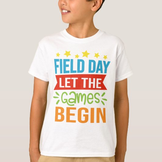 Velddag laat de Spelen beginnen school Kind beëind T-shirt (Voorkant)