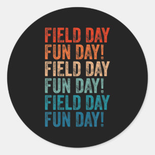 velddag leuke dag retro fielddag gele leraren ronde sticker