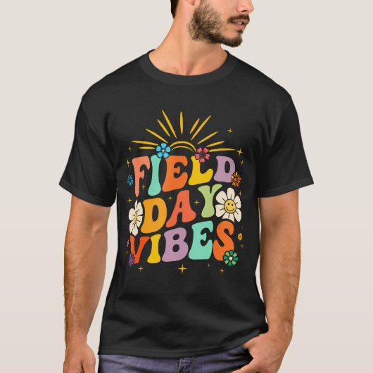 Velddag Vibes Funny Groovy Kinder Docent Velddag T-shirt (Voorkant)