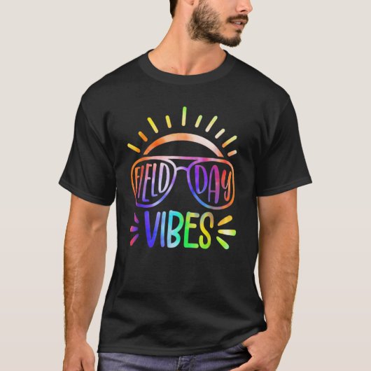 Velddag Vibes Tie Dye Laatste dag van schoolveld D T-shirt (Voorkant)