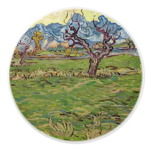 Velden bij de Alpilles Vincent van Gogh Keramische Knop (Voorkant)