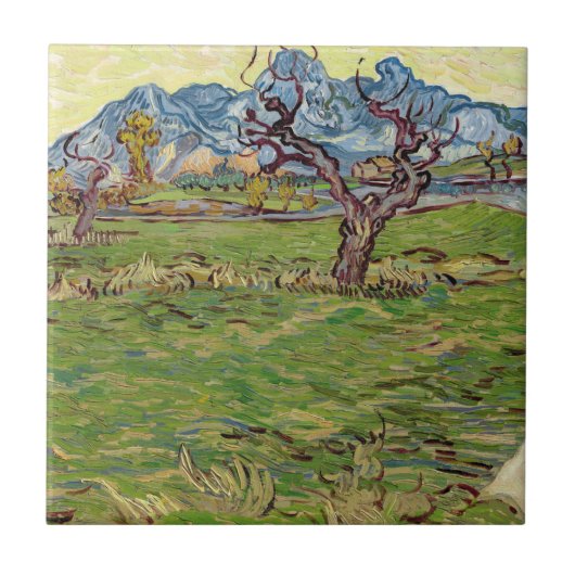 Velden bij de Alpilles Vincent van Gogh Tegeltje (Voorkant)