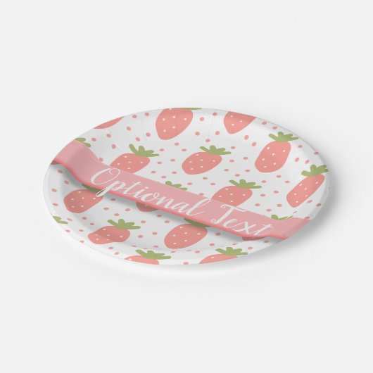Velden van aardbeien papieren bordje (Gekanteld)