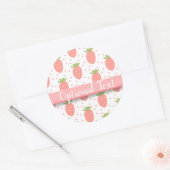 Velden van aardbeien ronde sticker (Envelop)