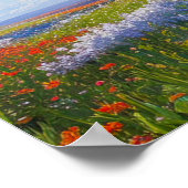 Velden van bloemen en mystieke wolken poster (Hoek)