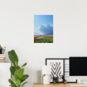 Velden van bloemen en mystieke wolken poster (Thuiskantoor)