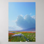 Velden van bloemen en mystieke wolken poster (Voorkant)