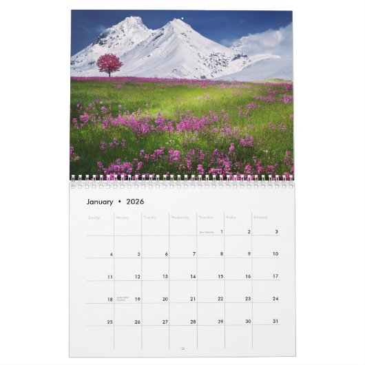 Velden van bloemen kalender (Jan 2026)