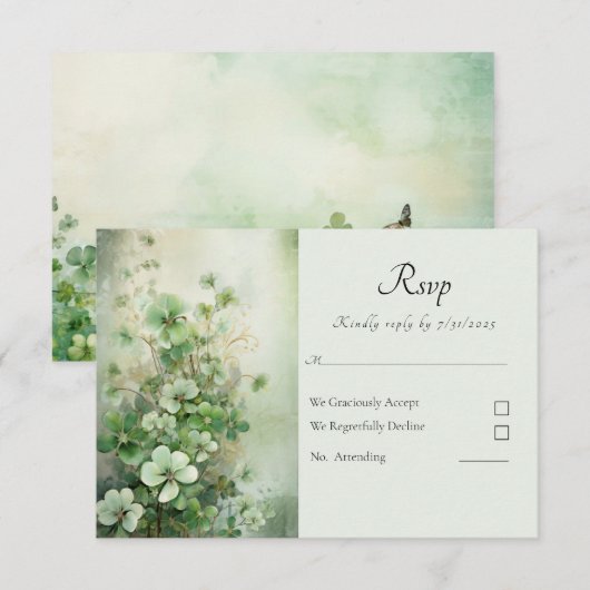Velden van Clover Wedding RSVP (Voorkant / Achterkant)
