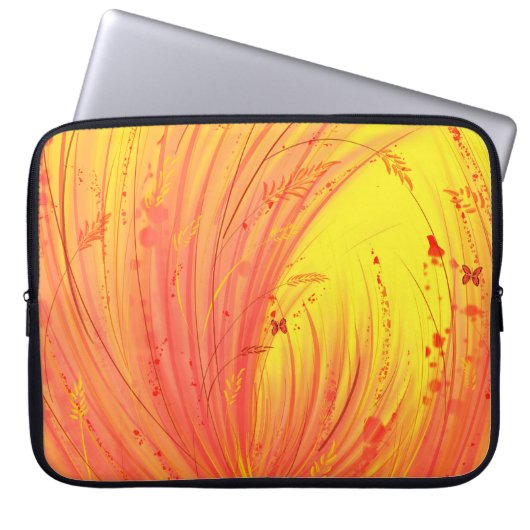 Velden van gouden vuur laptop sleeve (Voorkant)