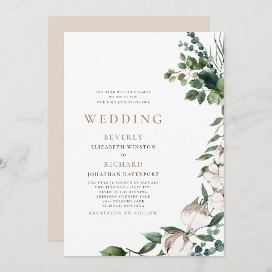 Velden van katoentoon en witje geen bruiloft kaart (Voorkant / Achterkant)