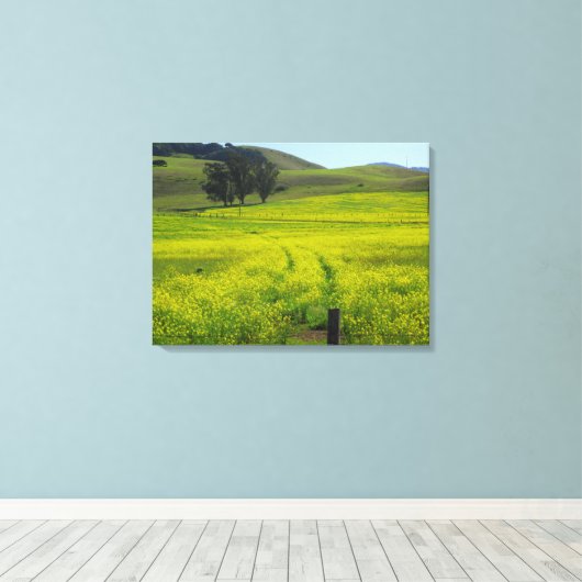 Velden van mosterdzaad - gevlekt canvas (Insitu (Houten vloer))