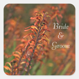 Velden van Oranje Agave Bride en Groom Vierkante Sticker