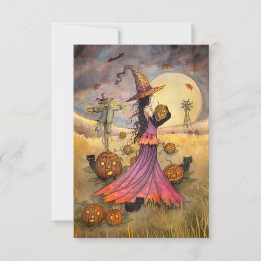 Velden van oranje fantasy met halloween Art Kaart (Voorkant)