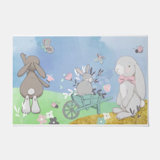 Velden van veerbunnies deurmat (Voorkant)
